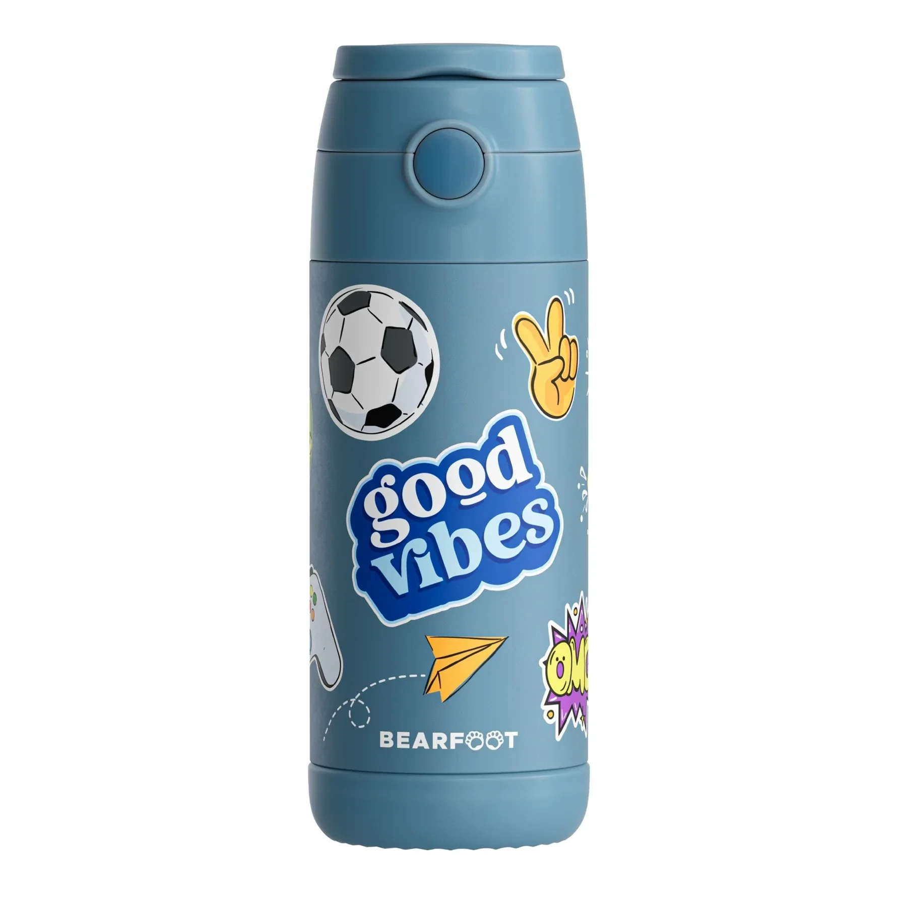 BEARFOOT RVS | FlipUp Thermosfles Good Vibes Blauw | 350 ml