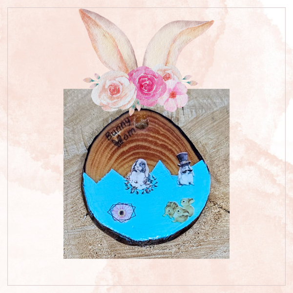 Tag blauw met konijntjes 4cm°