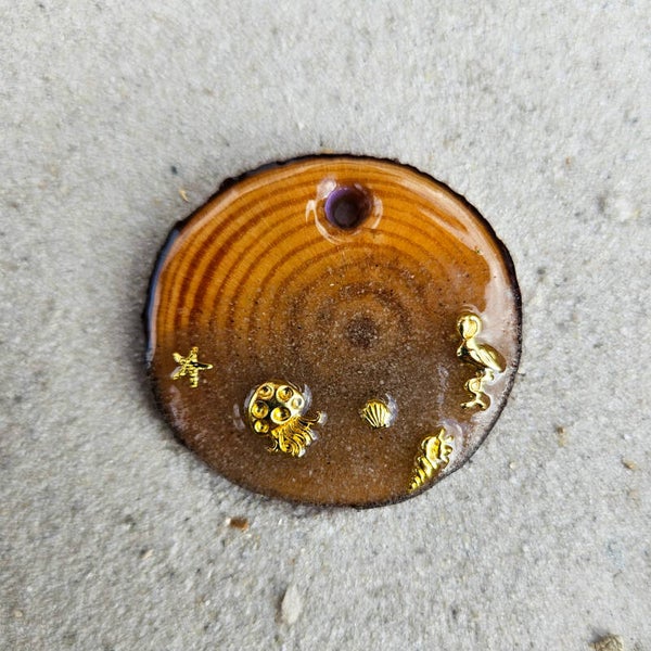 Tag zand en decoratie goud 4cm A°