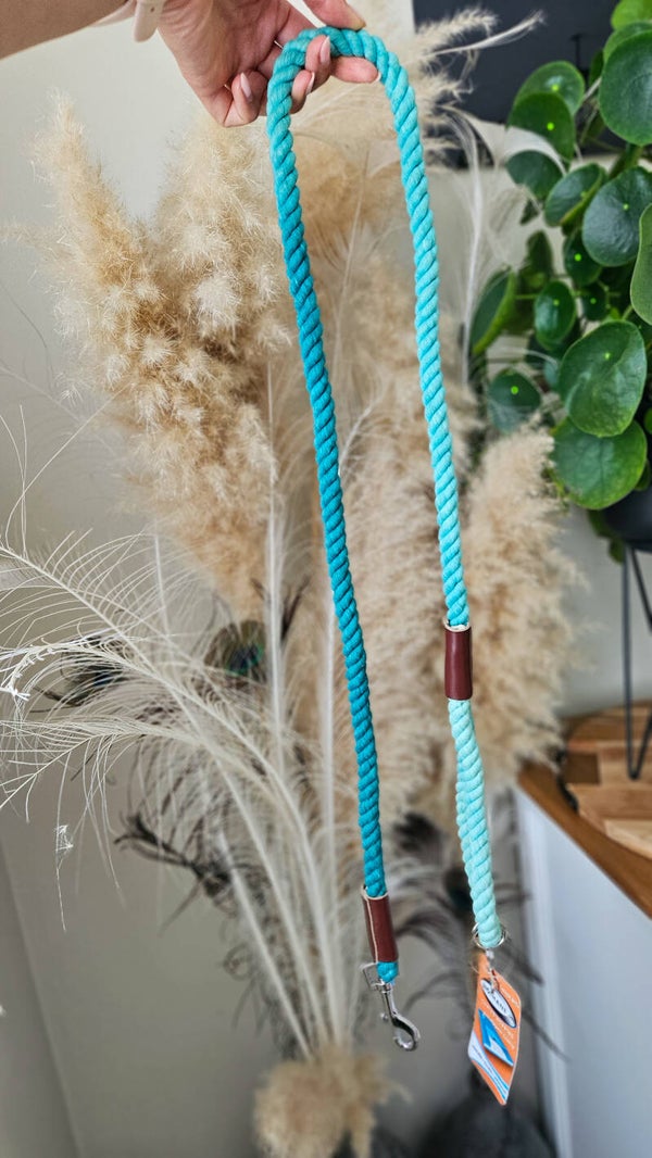 Vaste leiband tie dye blauw + leer 1,4m°