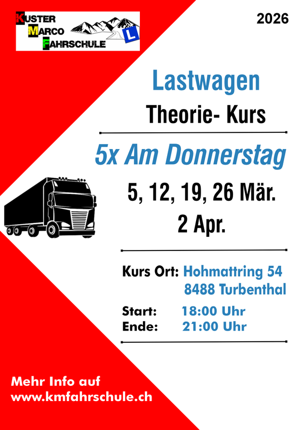 Lastwagen Theorie März 2026 / 5 mal 3 Std.