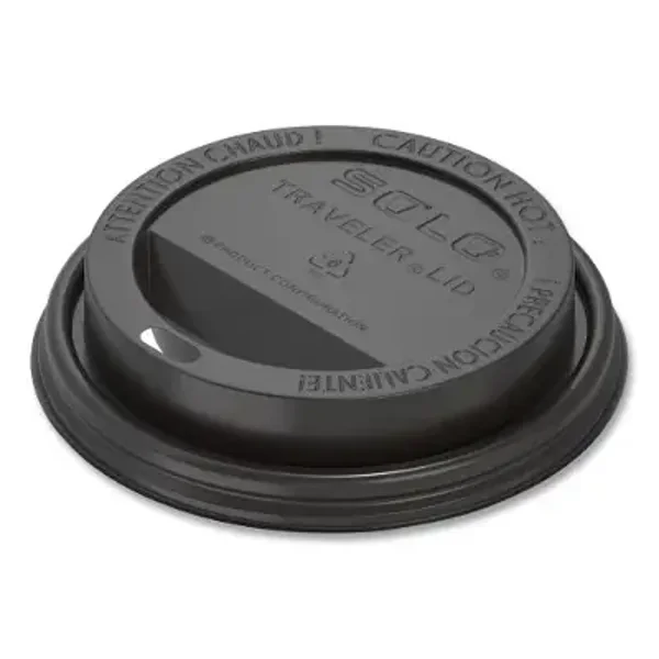 SOLO Traveler Cappuccino Style Dome Lid - Fits 10 oz to 24 oz Cups - Black - Case of 1000