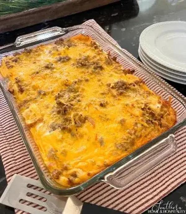 Easy Cheesy Sausage and Egg Breakfast Casserole Recipe - Make Ahead in Minutes