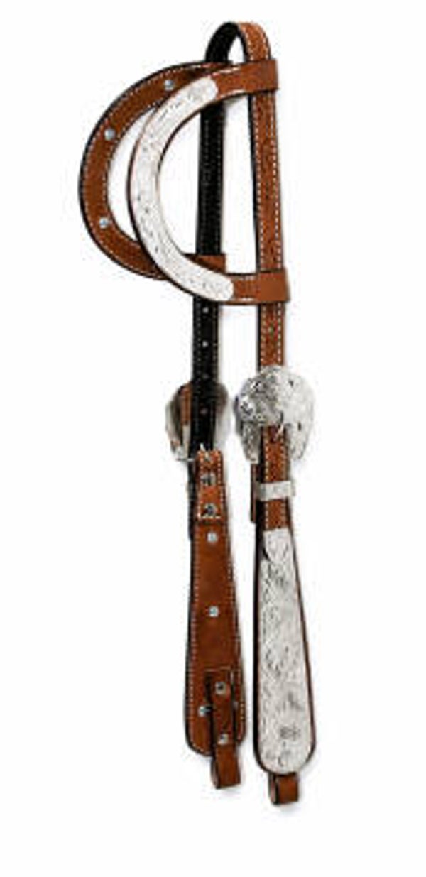 Showman Argentina Cow Leather Headstall w/ Engraved Silver