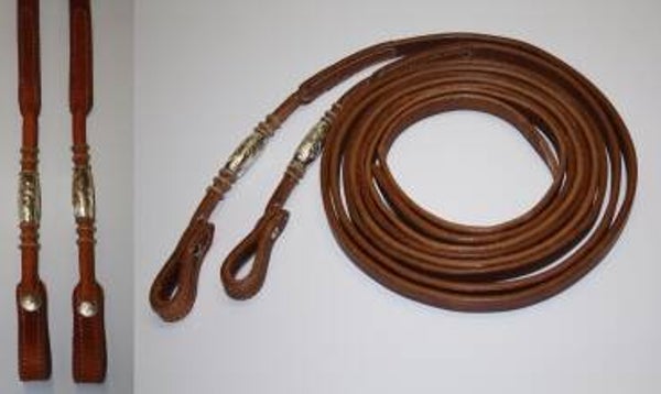 Harness Showzügel Silver Pipes und Rohhaut