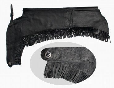 EE Tack Western Chaps mit Fransen aus Premium Soft Glattleder - Schwarz