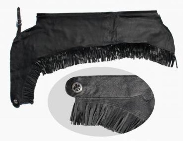 EE Tack Western Chaps mit Fransen aus Premium Soft Glattleder - Schwarz