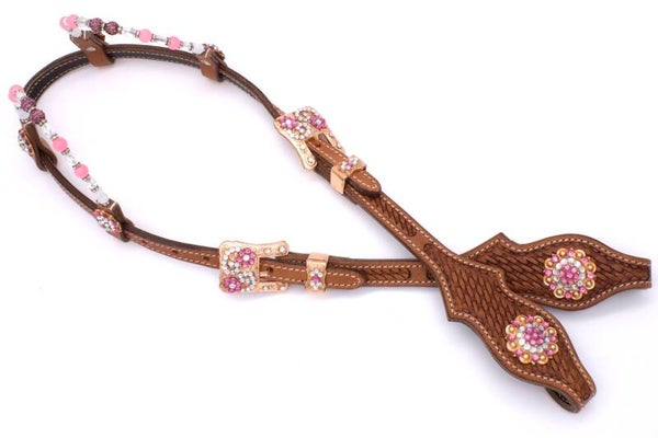 Zweiohr Showkopfstück Perlen-Earloop Pink/Rose