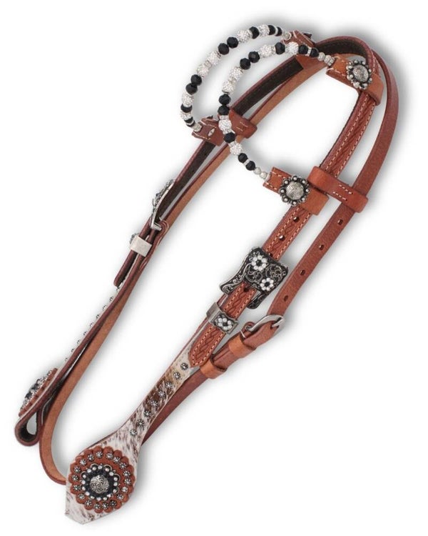 Zweiohr Westerntrense echt Haar black/silver