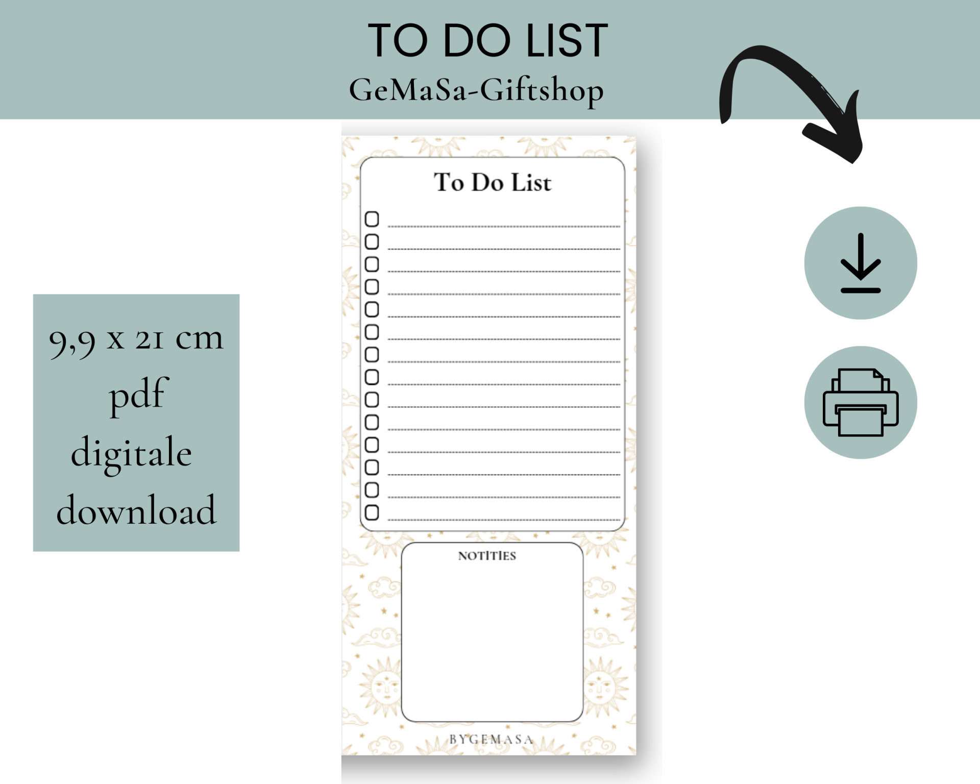 Printable To Do List Zon en Wolken