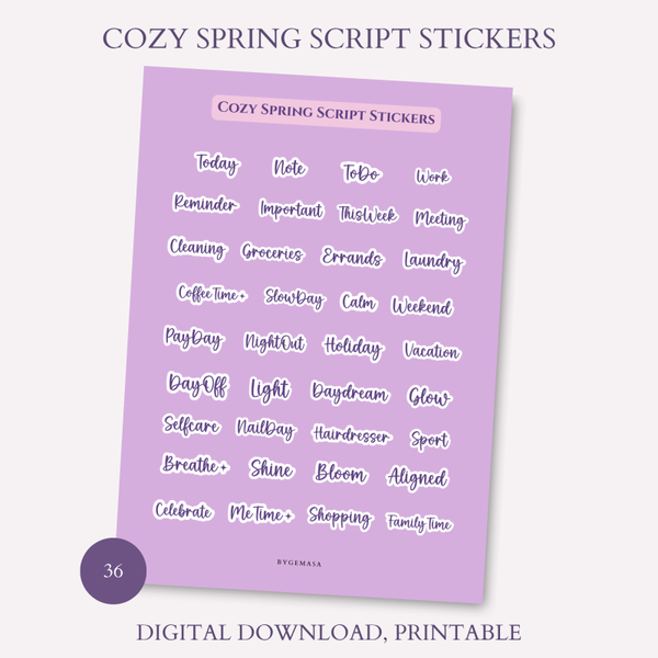 Cozy Spring Script Stickers
