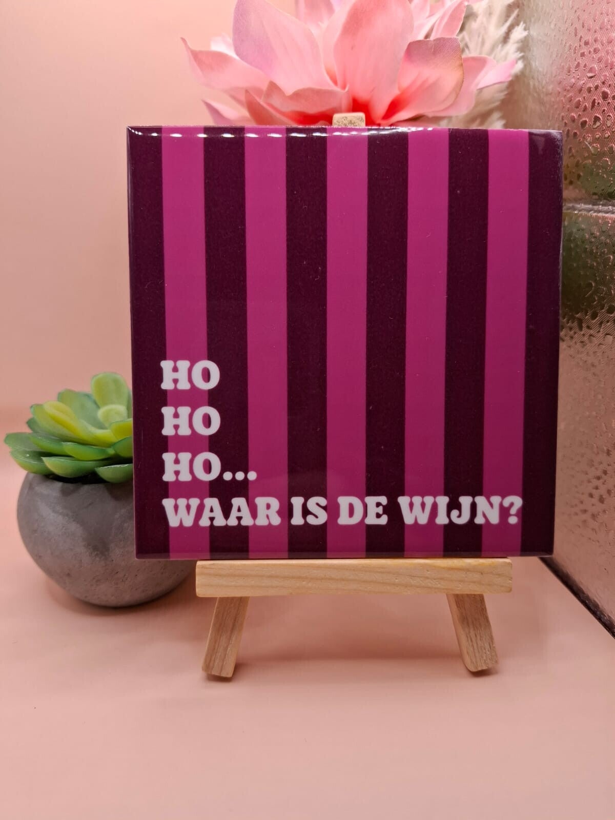 Kerst Tegeltje - Ho Ho Ho waar is de wijn