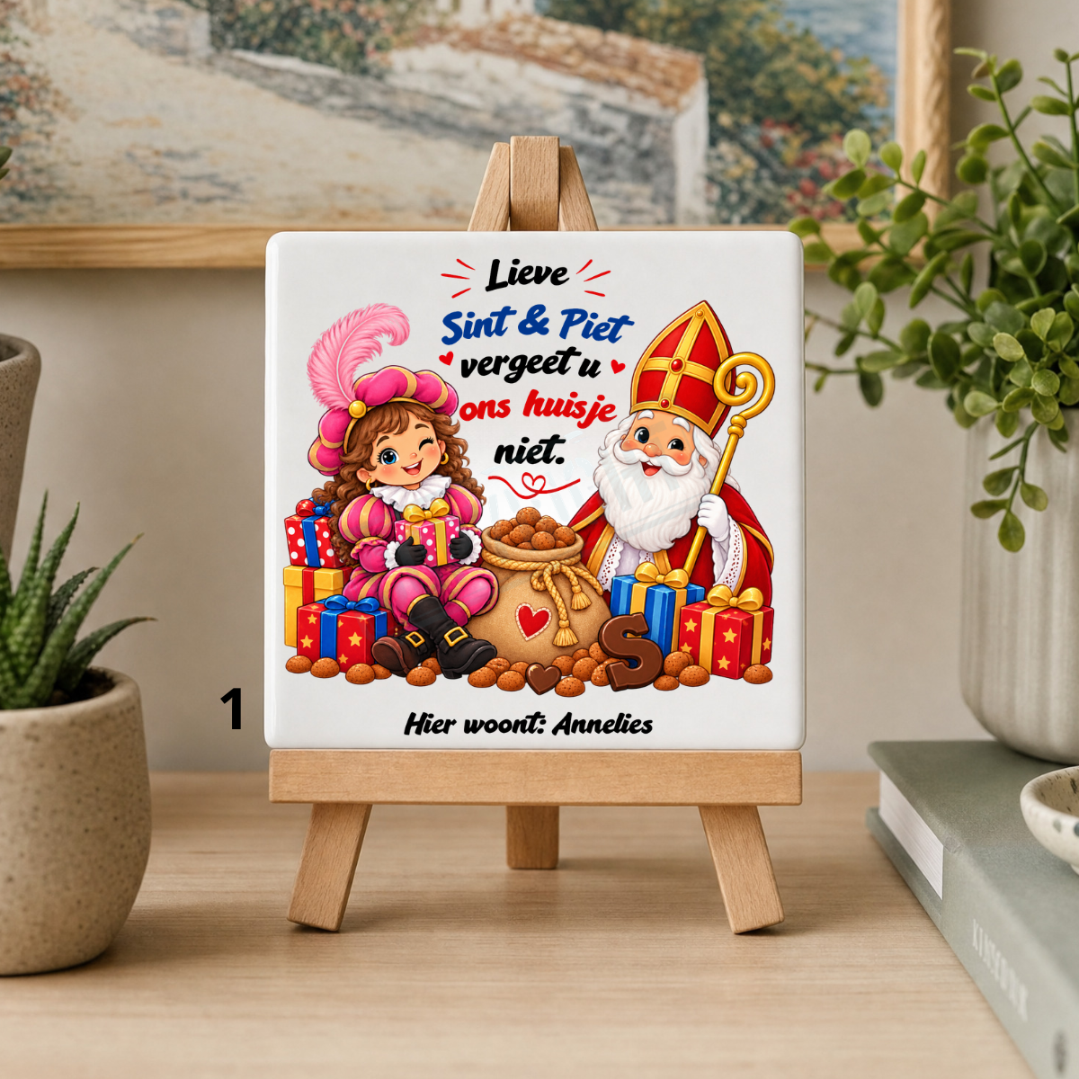 Gepersonaliseerd Sinterklaas Tegeltje - Lieve Sint & Piet vergeet u ons huisje niet