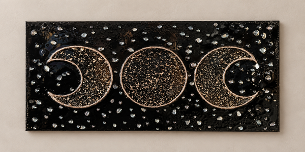 Tableaux triple lune noir et or