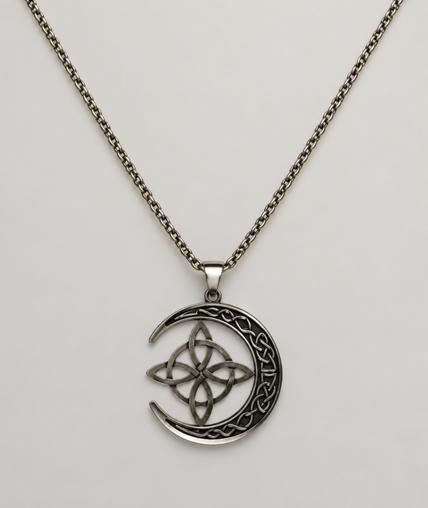Collier lune et noeud de sorcière