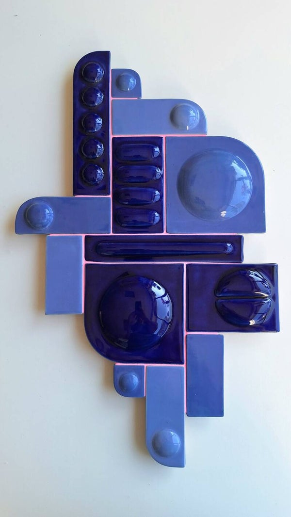 Tegeltableau blue with pink