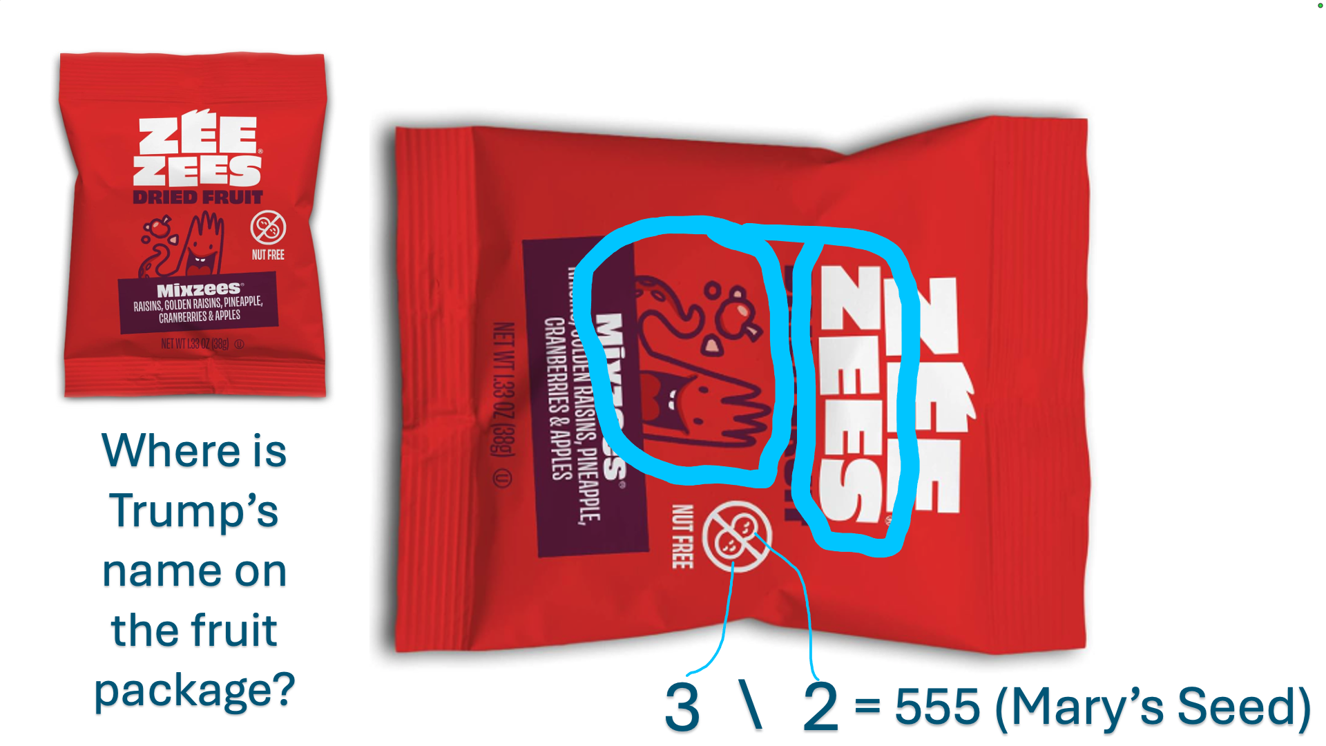 "NEES" found on Zee Zees Mixed Dried Fruit Packages
