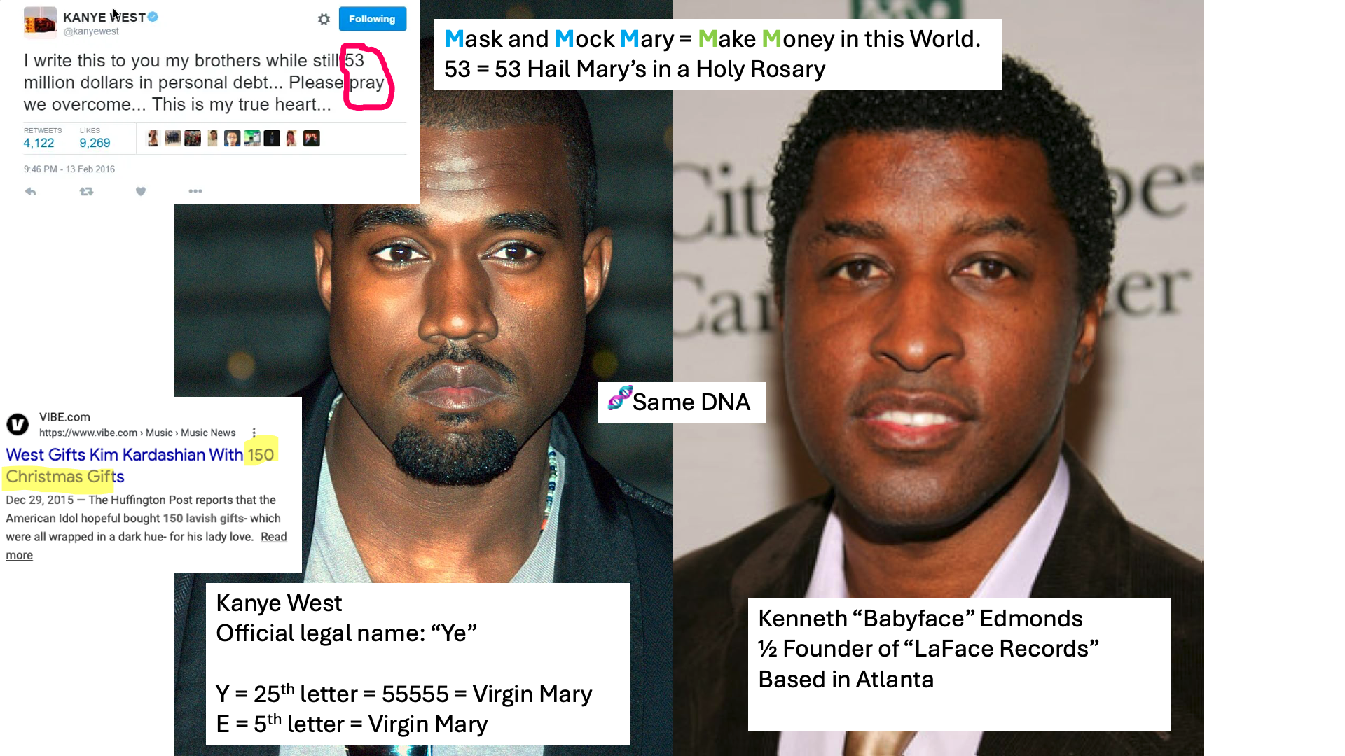 Kanye West "Ye" and Babyface are the same DNA