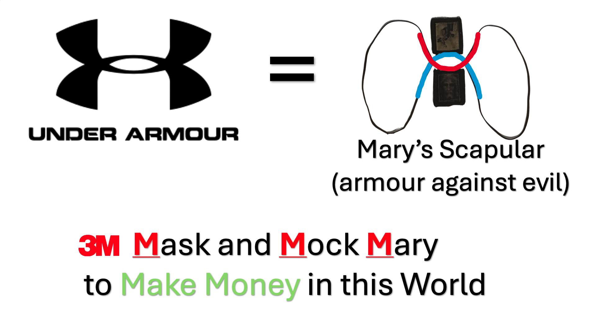 Masking and Mocking Mary will Make you Money in this World.  The Global Brand, "Under Armour" mocks and masks the Under Armour  