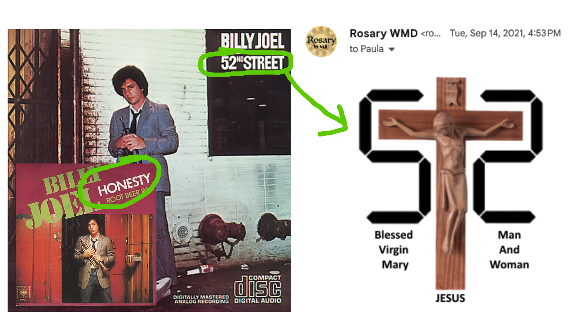 Billy Joel's Album, "52nd Street" masks and mocks Kyle's 52 Cross Key Discovery at the 7-11 Gas Station 