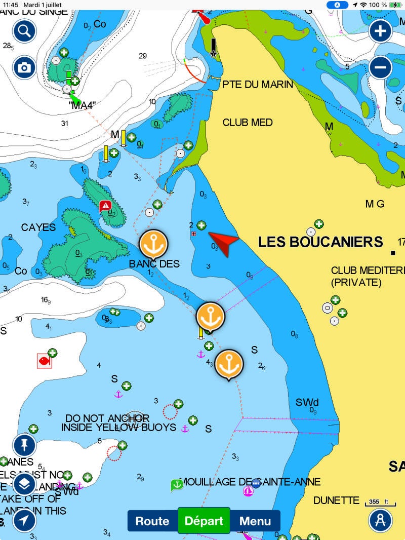 Route sur carte navionic sur ipad