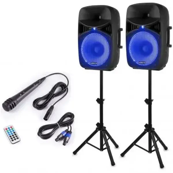 Vonyx VPS152A set d'enceintes avec pieds 15 pouces, 1 000 W 4,0 / 5 4