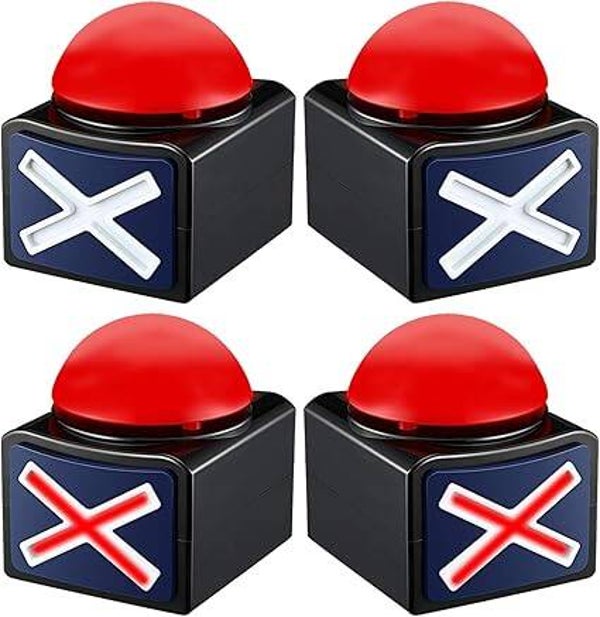 MMGGAISH Buzzer avec lumière et Son, Bouton de Jeu pour Parents et Enfants, Buzzer de Classe et de Famille, Buzzer illuminé avec Son de Buzzer (Lot de 4)