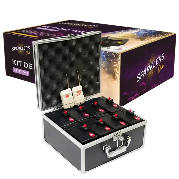 Kit de tir 8 stations + 2 télécommandes pour jets de scène