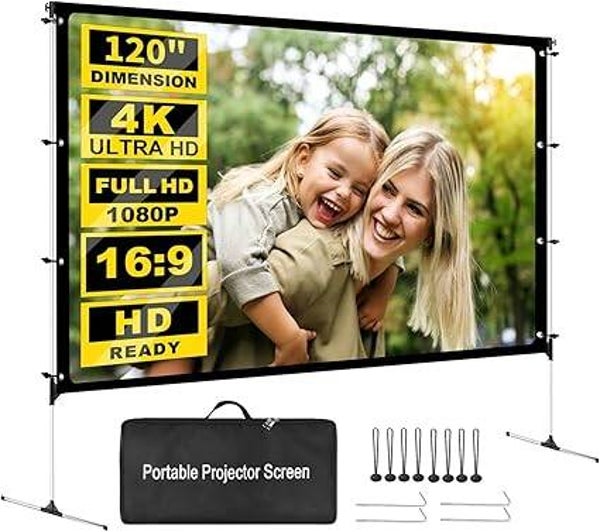 Écran Videoprojecteur - Écran de Projection 4K HD 16:9 - Écran Videoprojecteur sur Pied 120 Pouces Portable Pliable