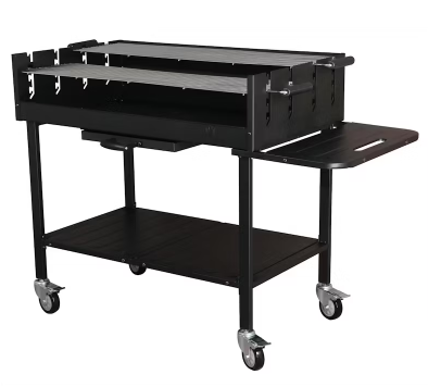 Professional Barbecue DELUXE au charbon de bois sur roulettes