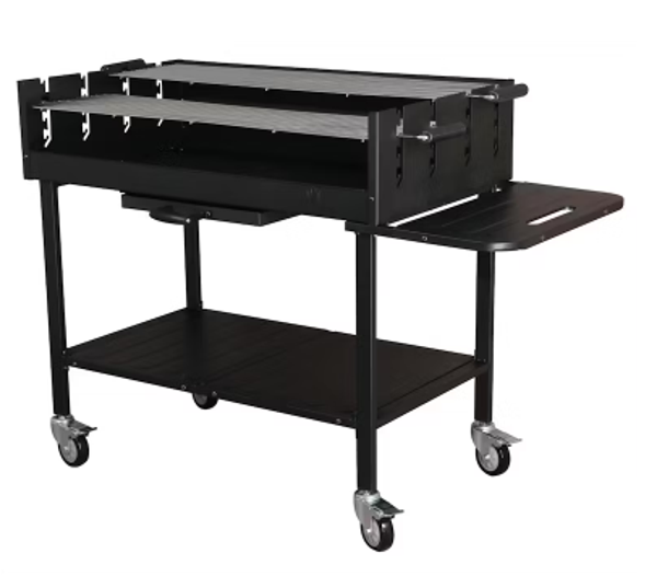 Professional Barbecue DELUXE au charbon de bois sur roulettes
