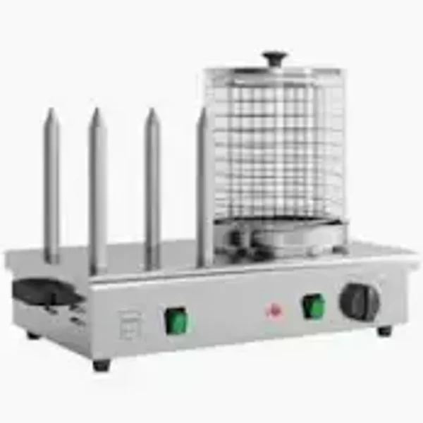 Appareil à hot-dogs avec baguettes chauffantes pour le pain GHM1001, Inox / verre, 54 x 30 x 39 cm, 550 W
