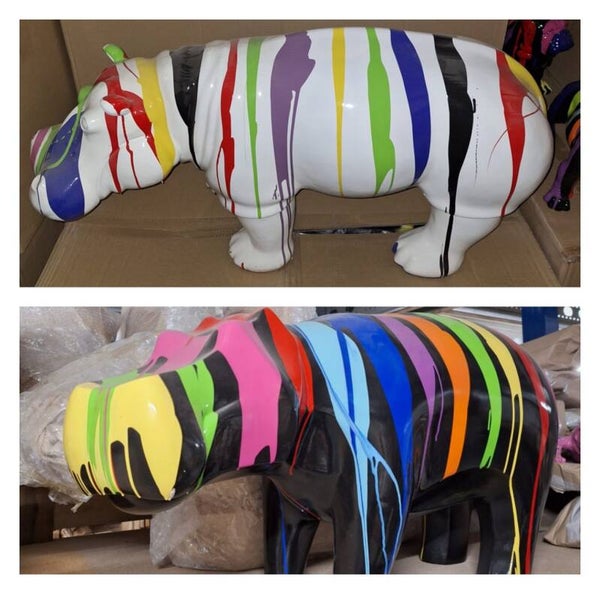 A1571 Jungle nijlpaard  wit  multicolor drop 86 X 175 X 62 CM