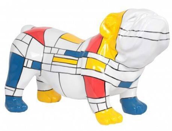 DHC21 Hond engelse bulldog mondriaan  multicolore polyester résine 30x60 cm