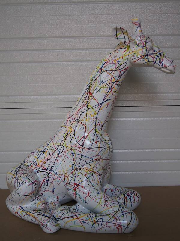 DG58 Jungle Giraffe zit zwart of wit multicolore spin polyester résine 90 cm