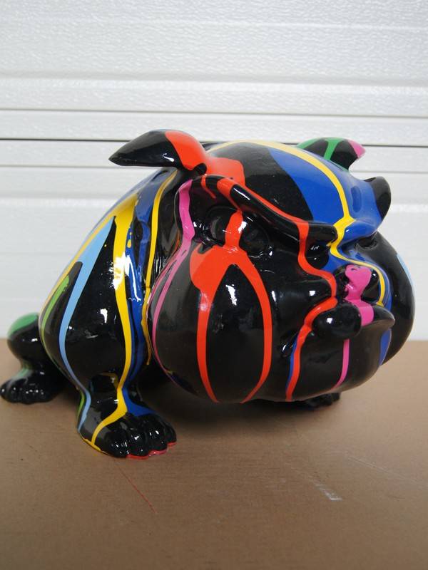 DHC85C Funny hond Engelse bulldog zwart multicolor drop polyester 40 cm