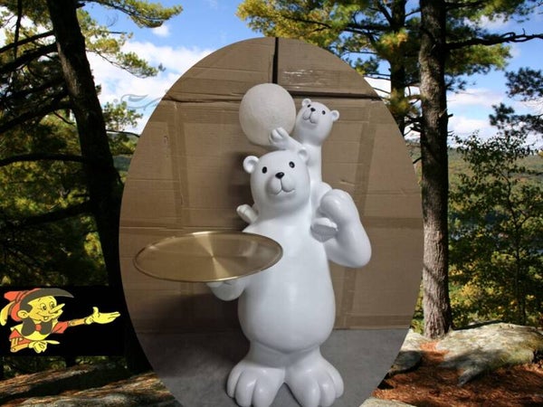 schaal met ijsbeer en baby met lichtbol 85 cm