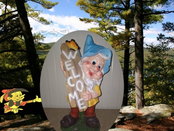 Kabouter met welkom bord 60 cm