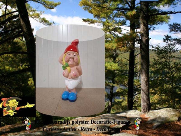 Tuin Kabouter vrouw blote borsten polyester résine 45cm verp 4