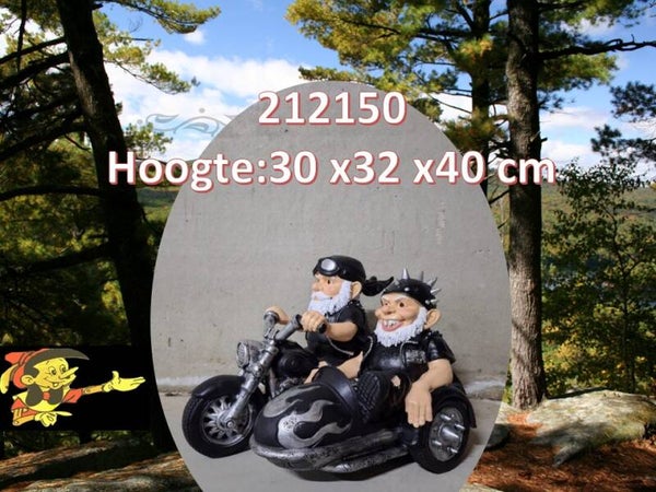 kabouter helm met moto en  zijspan 30 x 40 cm
