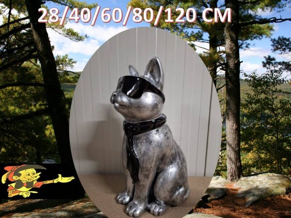 Kat zit met bril en das polyester résine 28 cm Verp 6