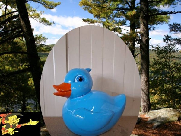 Badeend blauw 25 cm verp 6