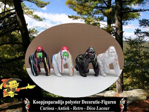 220502 Hars sculpture Gorille lopend 4 ass multicolor 14 cm verp 8