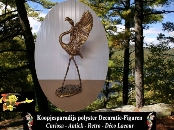 flamingo open vleugels antiek brons  120 x 50 x 55cm