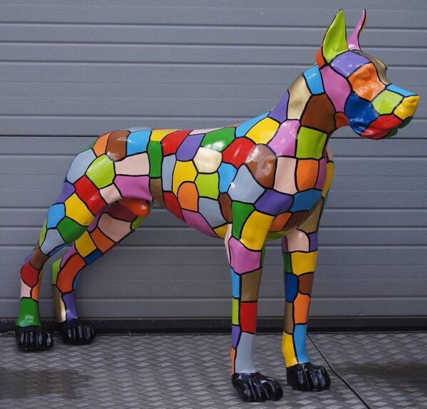 DHC61e Hond bulldog multicolor blok polyester résine 125 cm