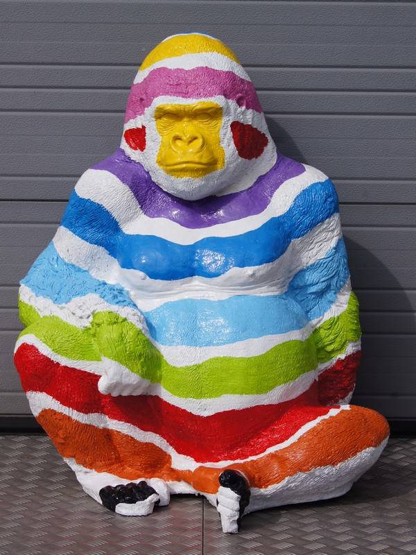A1485 Junge gorilla aap zit streep multicolor  G27 116 X 80 CM