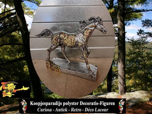 Paard op sokel steampunk 23 X 30 X 9 CM VERP 6