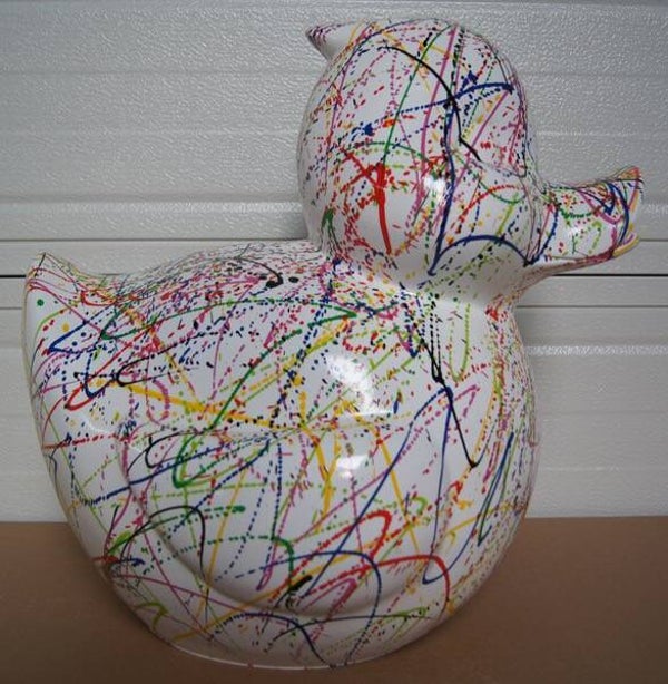 DE14 Funny Badeend wit multicolore spin polyester résine  60 cm