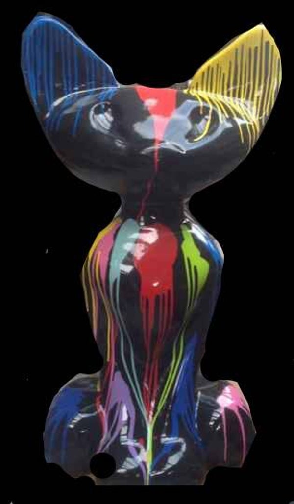 DPCR9c Funny Kat Égypte cartoon polyester résine multicolore  zwart 110 cm