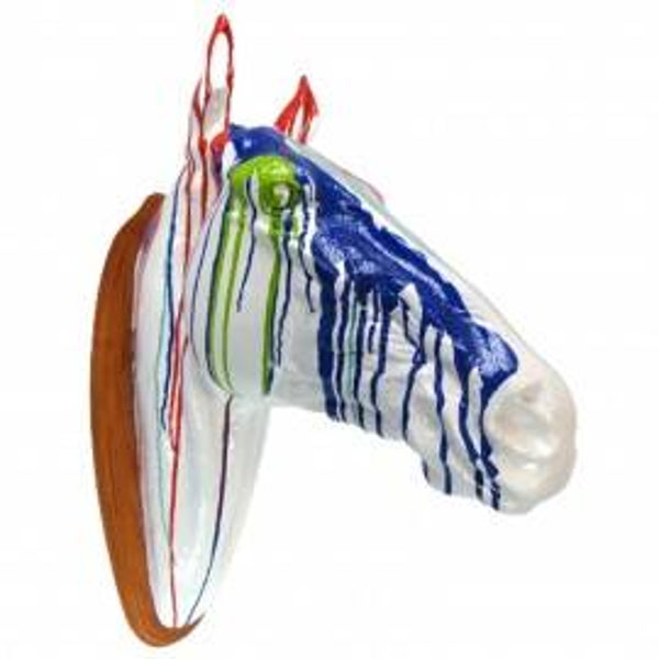 DP24   Paarde kop om op te Hangen multicolor  polyester résine 75 cm